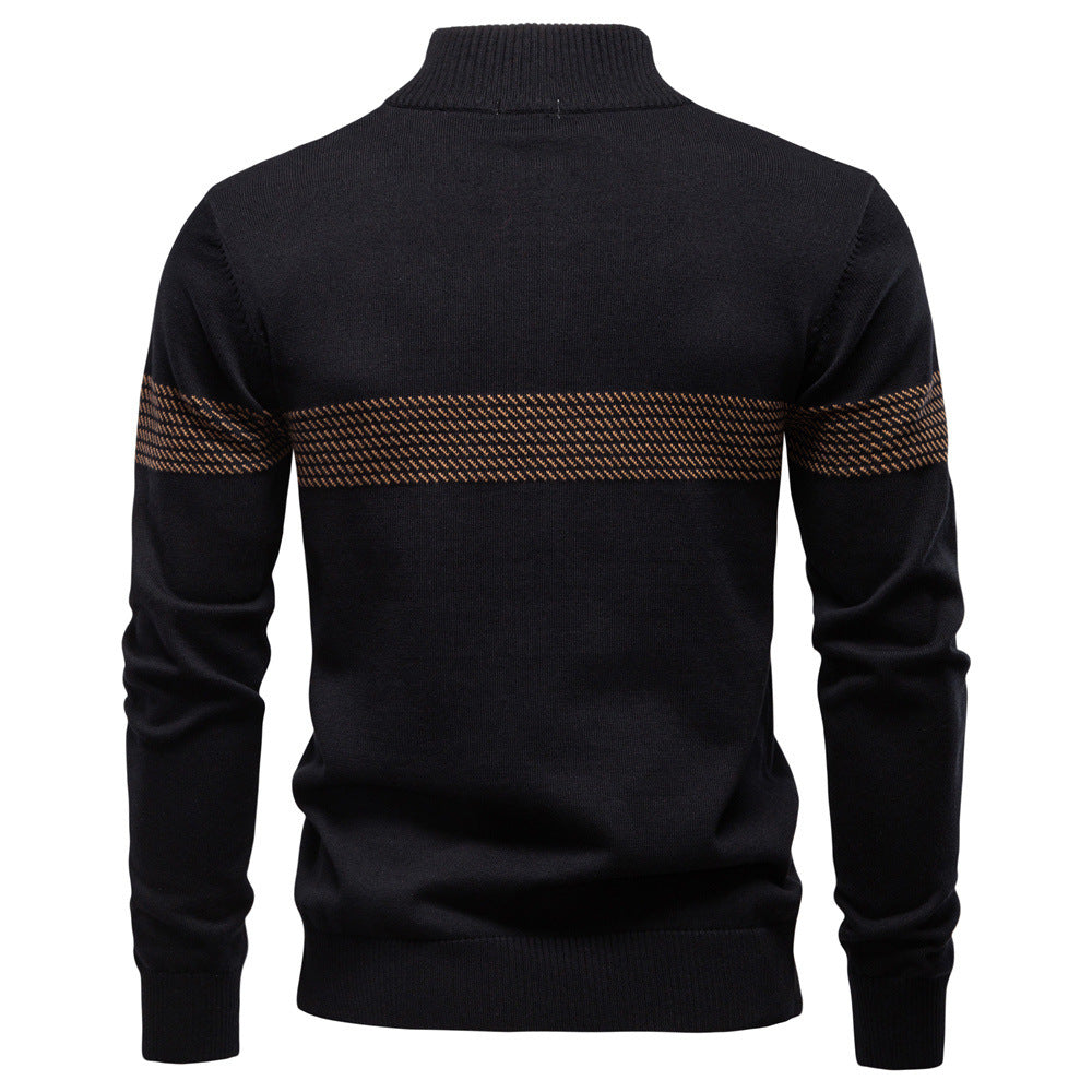 Mens Casual Half-collar Zip-up Sweater Top